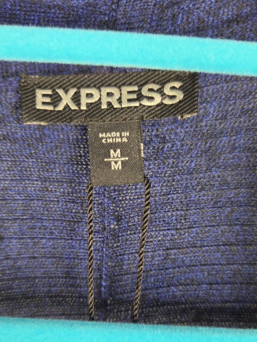 Express Deep Navy Open-Front Ribbed Cardigan - Picture 2 of 4